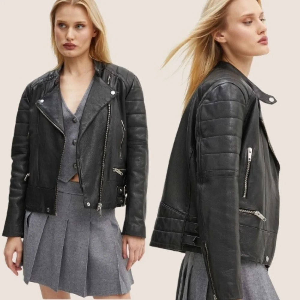NWT | The Kooples Women's Quilted Cowhide Leather Biker Jacket
